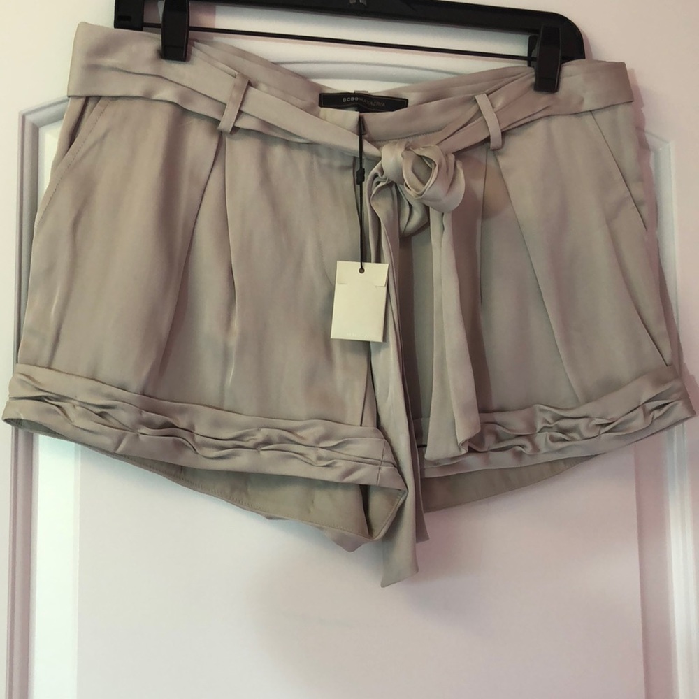 BCBGMaxAzria Women's Beige High Waist Shorts